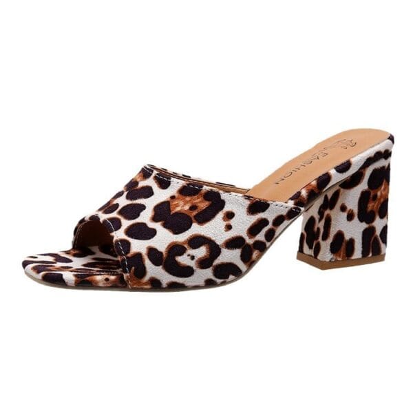Leopard Print Square Toe Summer Sandals - รูปภาพ 2