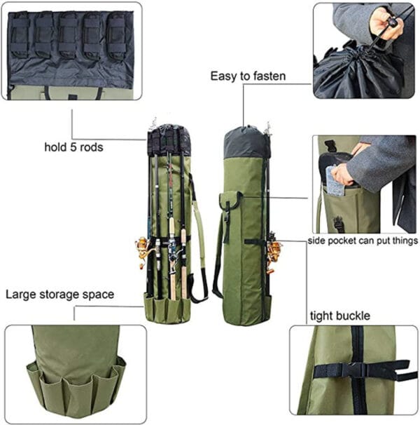 Cylinder Outdoor Fishing Bag Multifunctional Fishing Rod Bag Sea Rod Fishing Gear Storage Bag - Beeld 5