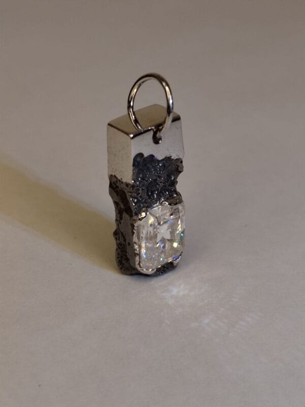 Fortune Forged in Silver” - 4ct Radiant Moissanite Pendant in Handcrafted 9999 Fine Silver (Limited One-of-a-Kind Collector's Piece)