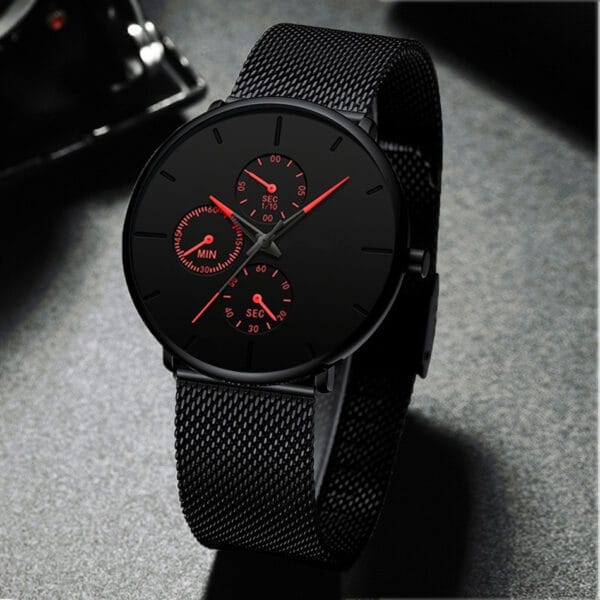 “The Silhouette” | Ultra-Thin Mesh Strap Watch for Men