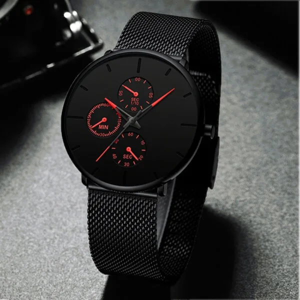 “The Silhouette” | Ultra-Thin Mesh Strap Watch for Men