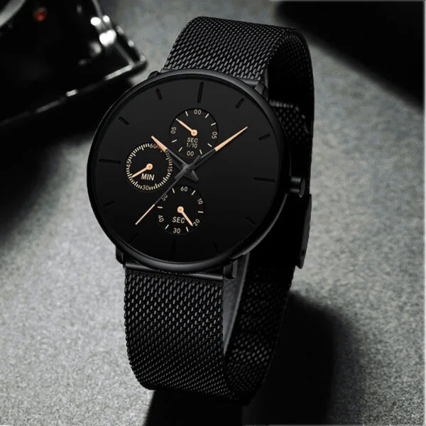 “The Silhouette” | Ultra-Thin Mesh Strap Watch for Men - 画像 (2)