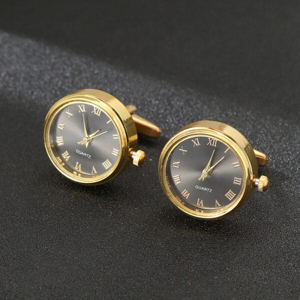 Luxury Quartz Clock Cufflinks - Image 2