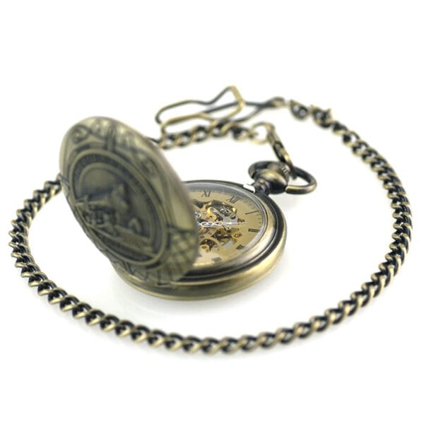 Retro Locomotive Flip Pocket Watch | Hollow Mechanical - Image 3